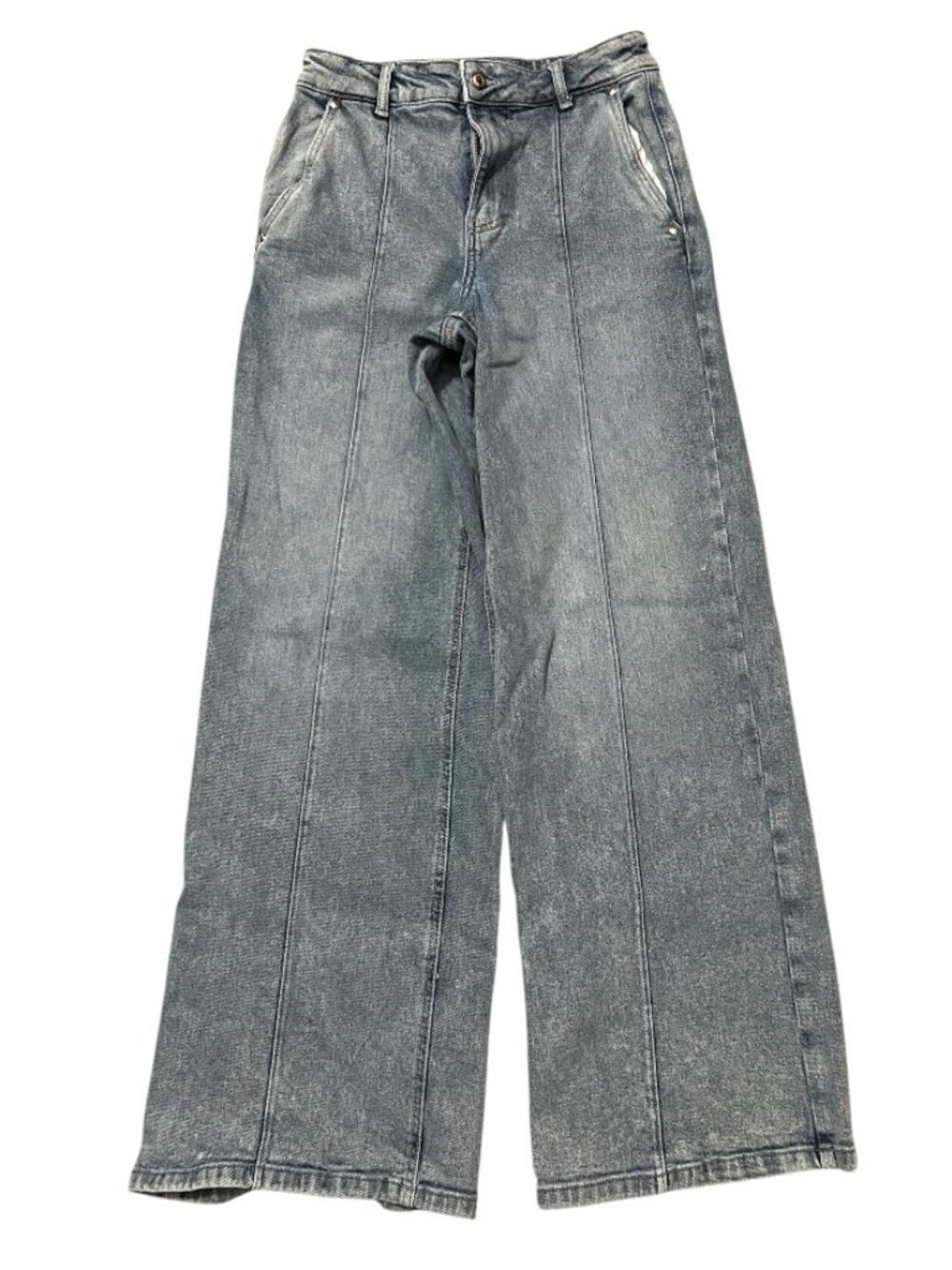 Michael Kors Wide Leg Jeans Gray Wash High Rise Pintuck Y2K 70s Style Waist 25" - Picture 2 of 12